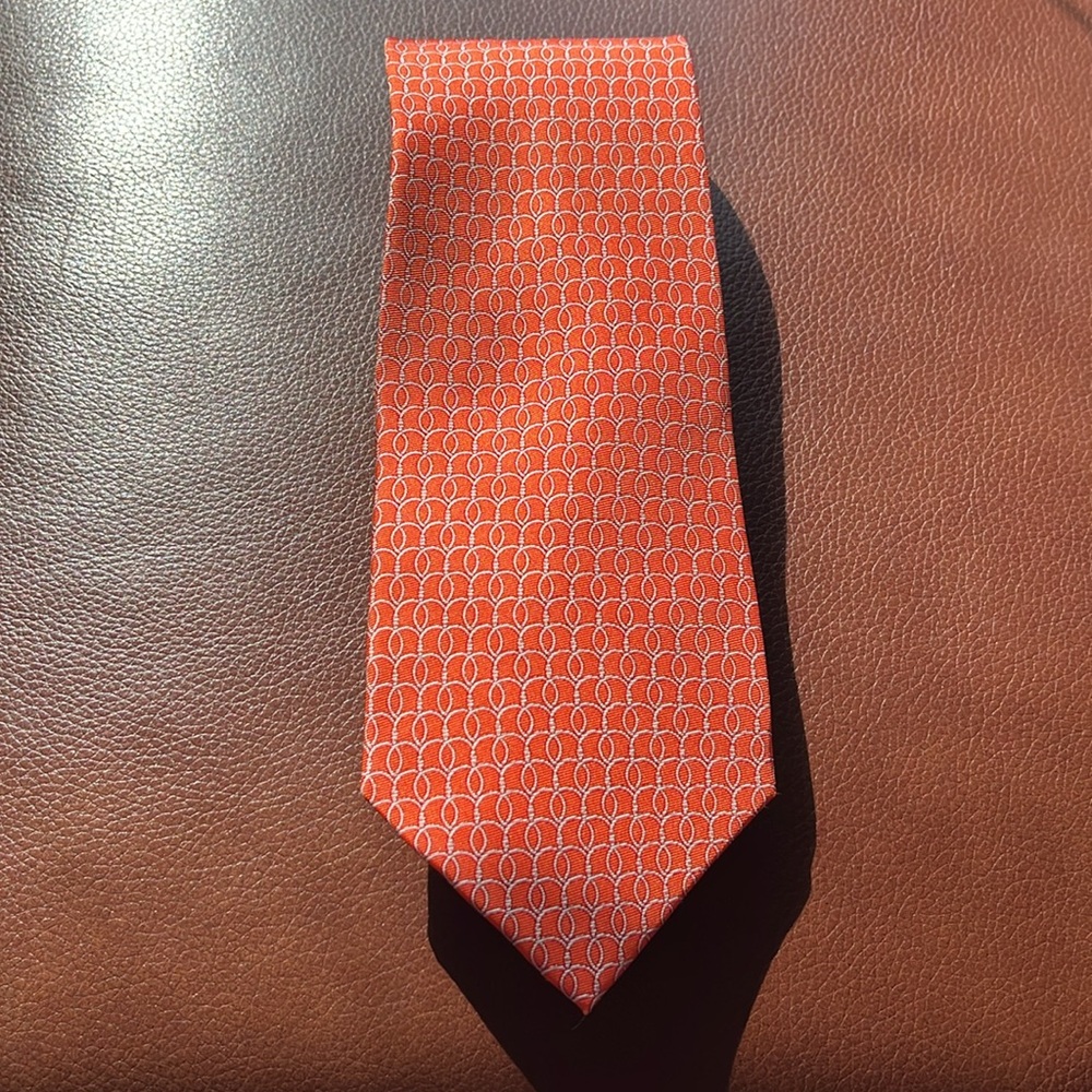 Leehaus Men's Silk Tie Orange Classic Dress Necktie